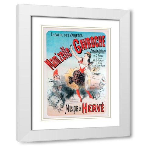 Ent Mamzelle Gavroche White Modern Wood Framed Art Print with Double Matting by Vintage Apple Collection