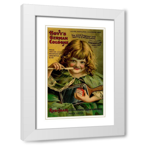 Hoyts Dentifrice Little Green Girl White Modern Wood Framed Art Print with Double Matting by Vintage Apple Collection