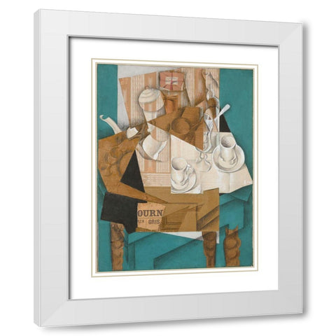 Juan Gris - Breakfast White Modern Wood Framed Art Print with Double Matting by Vintage Apple Collection