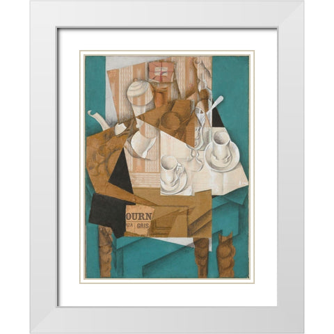 Juan Gris - Breakfast White Modern Wood Framed Art Print with Double Matting by Vintage Apple Collection