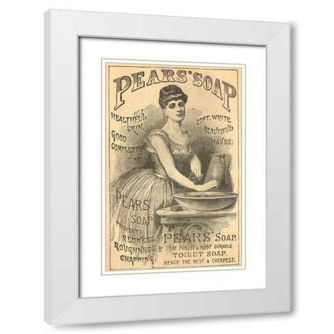 Pears Soap Washbowl White Modern Wood Framed Art Print with Double Matting by Vintage Apple Collection
