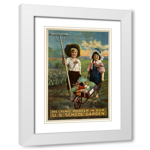 School Garden White Modern Wood Framed Art Print with Double Matting by Vintage Apple Collection