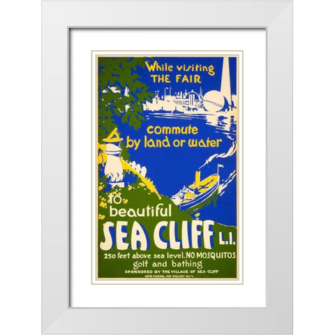 Sea Cliff White Modern Wood Framed Art Print with Double Matting by Vintage Apple Collection