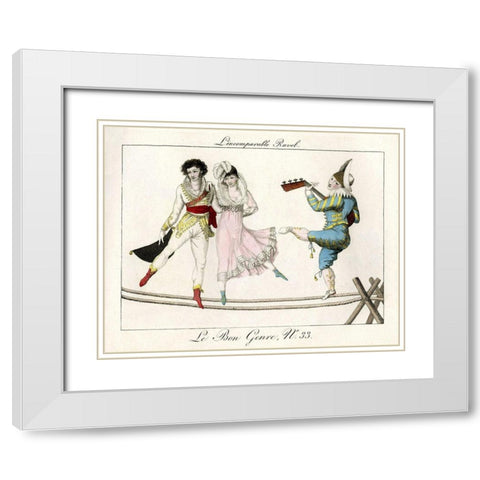 Tightrope Walkers French White Modern Wood Framed Art Print with Double Matting by Vintage Apple Collection
