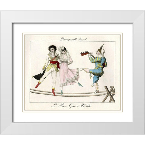 Tightrope Walkers French White Modern Wood Framed Art Print with Double Matting by Vintage Apple Collection