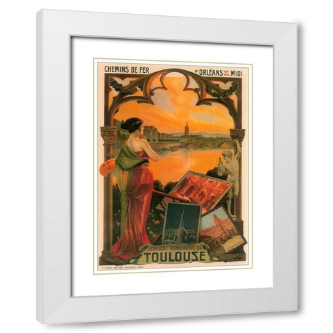 Tolouse White Modern Wood Framed Art Print with Double Matting by Vintage Apple Collection