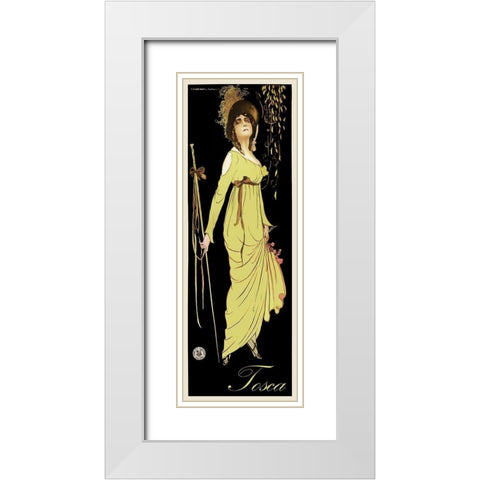 Tosca Archival 1918 Rare White Modern Wood Framed Art Print with Double Matting by Vintage Apple Collection