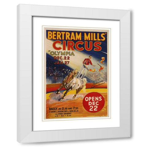 Bertram Mills Circus White Modern Wood Framed Art Print with Double Matting by Vintage Apple Collection