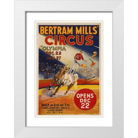 Bertram Mills Circus White Modern Wood Framed Art Print with Double Matting by Vintage Apple Collection
