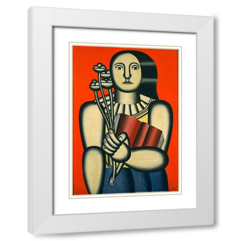 Fernand LÃ©ger - Woman with a Book White Modern Wood Framed Art Print with Double Matting by Vintage Apple Collection