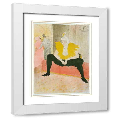Henri De Toulouse-Lautrec - La Clownesse Assise From Elles White Modern Wood Framed Art Print with Double Matting by Vintage Apple Collection