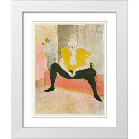 Henri De Toulouse-Lautrec - La Clownesse Assise From Elles White Modern Wood Framed Art Print with Double Matting by Vintage Apple Collection