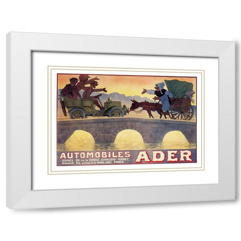 Ader Auto 1903 White Modern Wood Framed Art Print with Double Matting by Vintage Apple Collection
