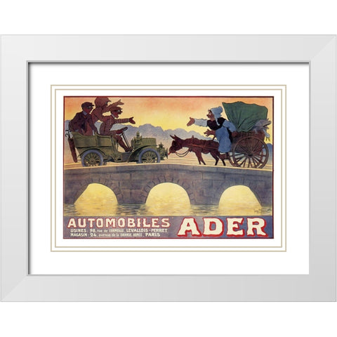 Ader Auto 1903 White Modern Wood Framed Art Print with Double Matting by Vintage Apple Collection
