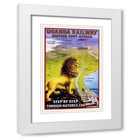 Uganda Railway White Modern Wood Framed Art Print with Double Matting by Vintage Apple Collection