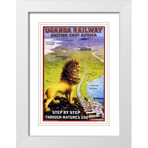 Uganda Railway White Modern Wood Framed Art Print with Double Matting by Vintage Apple Collection