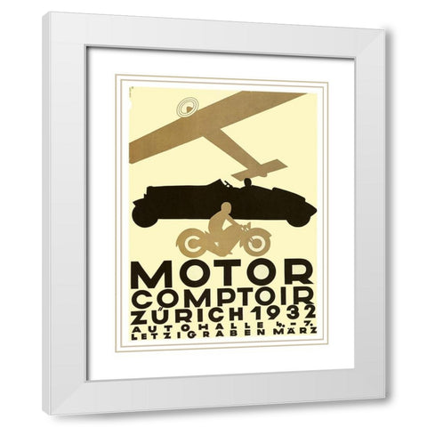 Zurich Cars White Modern Wood Framed Art Print with Double Matting by Vintage Apple Collection