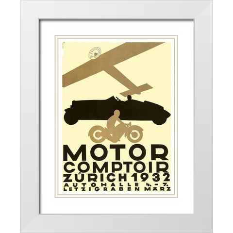 Zurich Cars White Modern Wood Framed Art Print with Double Matting by Vintage Apple Collection