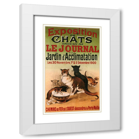 Exposition De Chats White Modern Wood Framed Art Print with Double Matting by Vintage Apple Collection