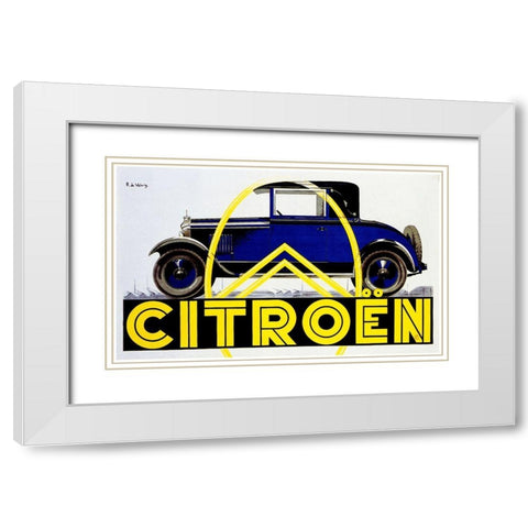 Blue Citroen White Modern Wood Framed Art Print with Double Matting by Vintage Apple Collection