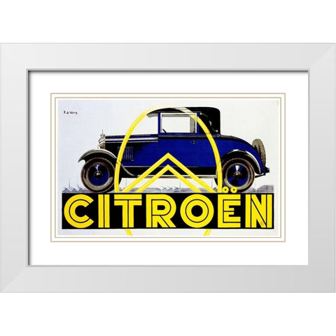 Blue Citroen White Modern Wood Framed Art Print with Double Matting by Vintage Apple Collection