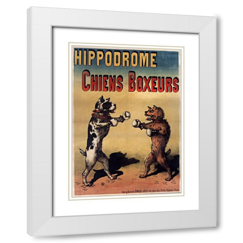 Boxer Dogs White Modern Wood Framed Art Print with Double Matting by Vintage Apple Collection