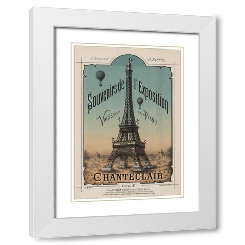 Eiffel Exposition White Modern Wood Framed Art Print with Double Matting by Vintage Apple Collection
