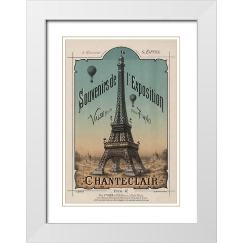 Eiffel Exposition White Modern Wood Framed Art Print with Double Matting by Vintage Apple Collection