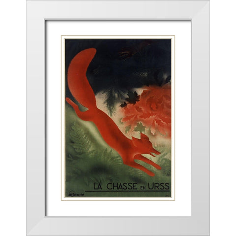Fox USSR White Modern Wood Framed Art Print with Double Matting by Vintage Apple Collection