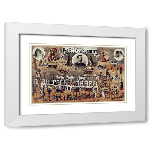 French Cats White Modern Wood Framed Art Print with Double Matting by Vintage Apple Collection