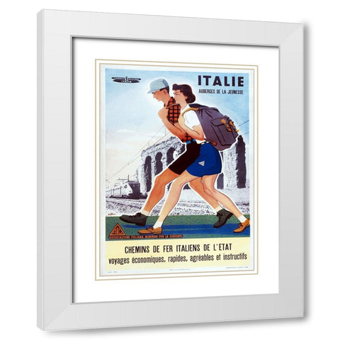 Italie Auberges Dela Jeunesse White Modern Wood Framed Art Print with Double Matting by Vintage Apple Collection