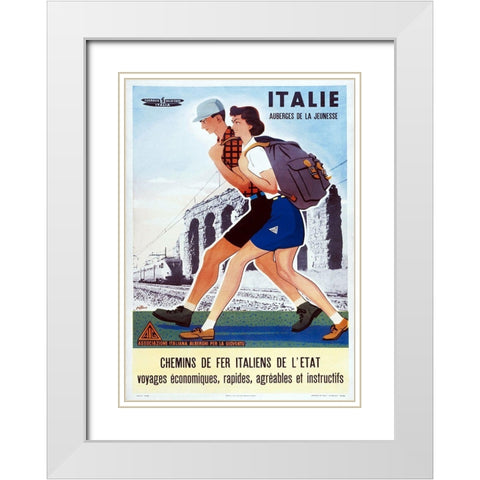 Italie Auberges Dela Jeunesse White Modern Wood Framed Art Print with Double Matting by Vintage Apple Collection