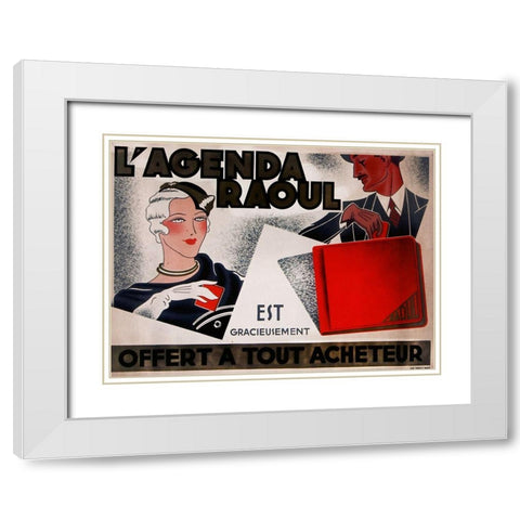 La Agenda Raoul White Modern Wood Framed Art Print with Double Matting by Vintage Apple Collection