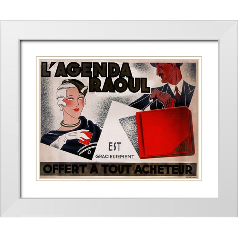La Agenda Raoul White Modern Wood Framed Art Print with Double Matting by Vintage Apple Collection