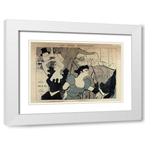 Lautrec Les Fetes Parisiennes White Modern Wood Framed Art Print with Double Matting by Vintage Apple Collection