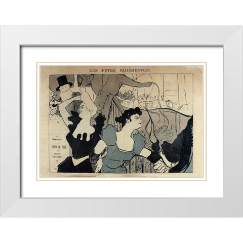 Lautrec Les Fetes Parisiennes White Modern Wood Framed Art Print with Double Matting by Vintage Apple Collection