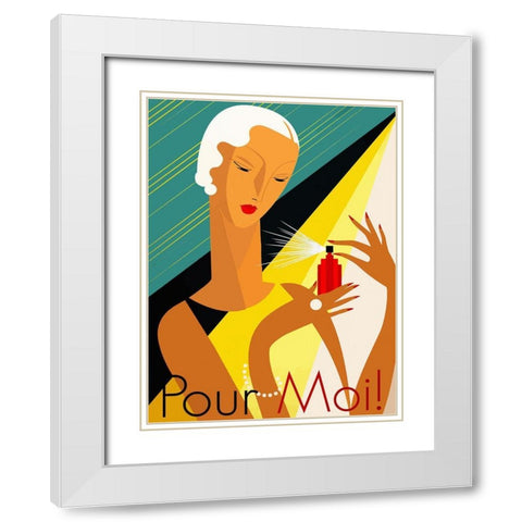 Pour Moi White Modern Wood Framed Art Print with Double Matting by Vintage Apple Collection