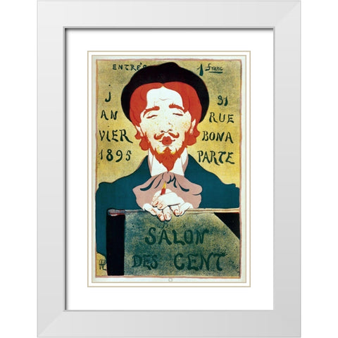 Salon Des Cent Artist White Modern Wood Framed Art Print with Double Matting by Vintage Apple Collection