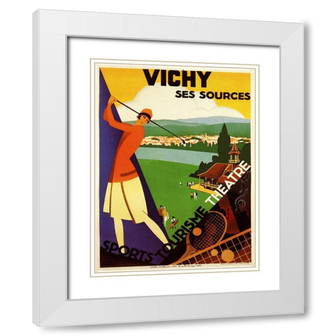 Vichy Ses Sources White Modern Wood Framed Art Print with Double Matting by Vintage Apple Collection