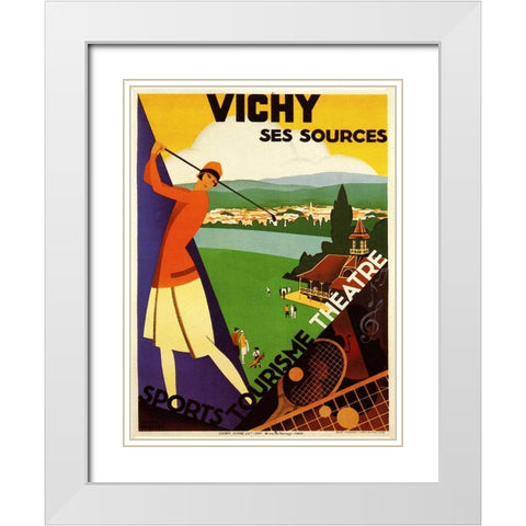 Vichy Ses Sources White Modern Wood Framed Art Print with Double Matting by Vintage Apple Collection