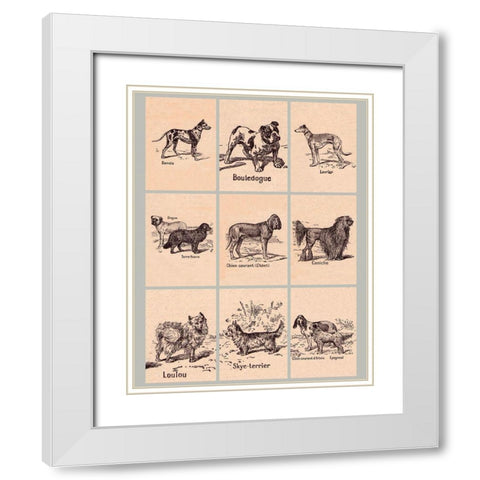 French Dogs White Modern Wood Framed Art Print with Double Matting by Vintage Apple Collection