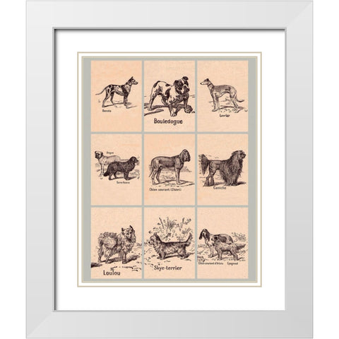 French Dogs White Modern Wood Framed Art Print with Double Matting by Vintage Apple Collection