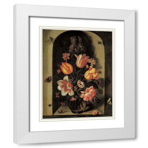 Flowers Three White Modern Wood Framed Art Print with Double Matting by Vintage Apple Collection