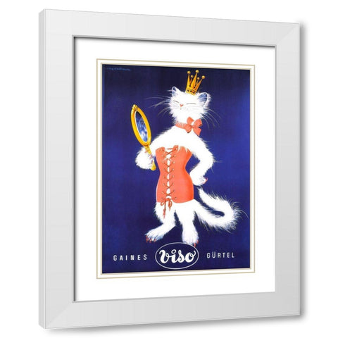 Cat White Modern Wood Framed Art Print with Double Matting by Vintage Apple Collection