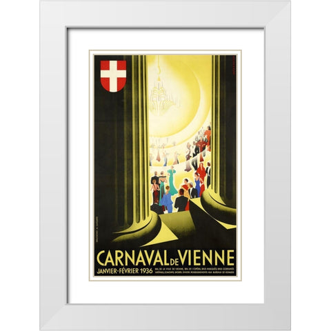 Carnaval Vienne White Modern Wood Framed Art Print with Double Matting by Vintage Apple Collection
