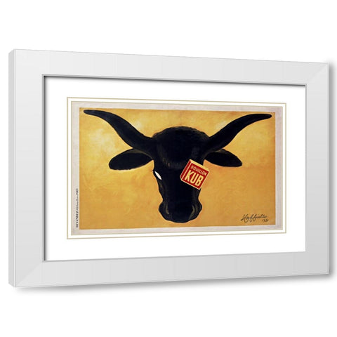 Steer Capp White Modern Wood Framed Art Print with Double Matting by Vintage Apple Collection