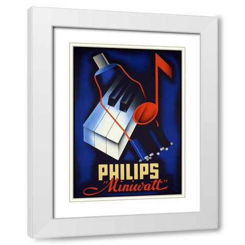 Miniwatt White Modern Wood Framed Art Print with Double Matting by Vintage Apple Collection