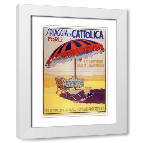 Spiaggia Cattolica White Modern Wood Framed Art Print with Double Matting by Vintage Apple Collection