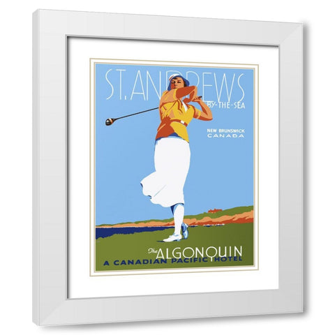 St. Andrews White Modern Wood Framed Art Print with Double Matting by Vintage Apple Collection