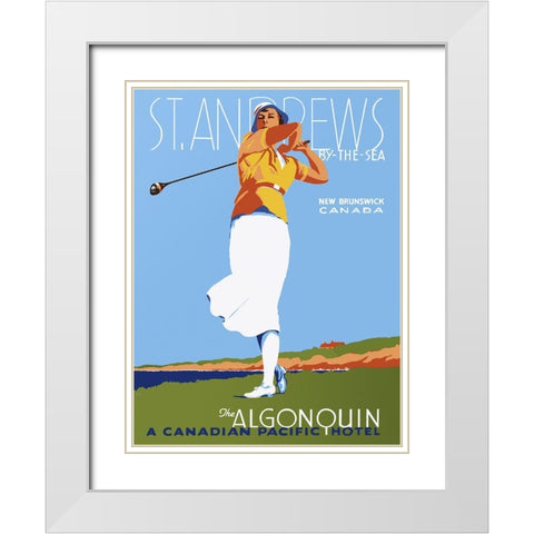 St. Andrews White Modern Wood Framed Art Print with Double Matting by Vintage Apple Collection